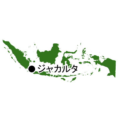 インドネシア共和国無料フリーイラスト｜首都名(緑)
